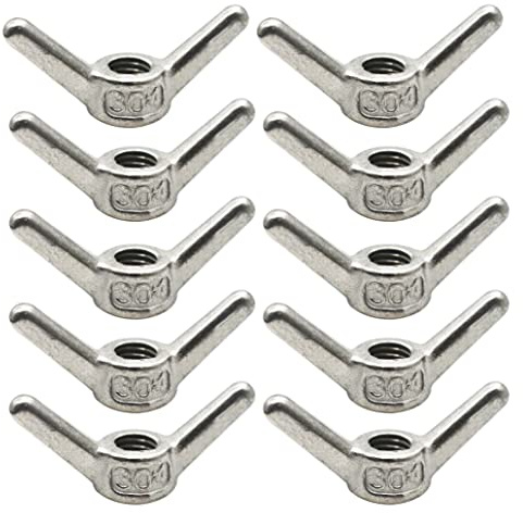 Floyutin 10 PCS Stainless M6x1 Wing Nuts Metric Thread Butterfly Clips Fasteners Kit