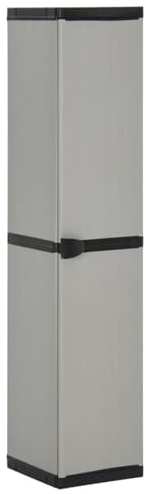 Homgoday Terrassenschrank aus PVC & PP, grau-schwarz, 34x40x168 cm, ideal für Garten oder Terrasse Model340985