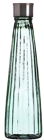 WESTCRAFT Glas-Wasserflasche 750 ml – Linearstruktur – Einzeln oder im Set – Farbige Glasflaschen mit Schraubdeckel – Wiederverwendbar für Wasser, Saft & Getränke – Pastellfarben (Grün)