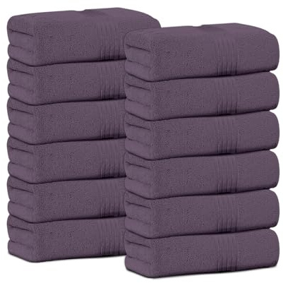 GC GAVENO CAVAILIA Flannel Face Cloth Towels - Purple - 30 x 30 cm, 12 Pack | 100% Egyptian Cotton 450 GSM Towels Set Fingertip Highly Absorbent Washcloths For Bathroom, Spa & Gym
