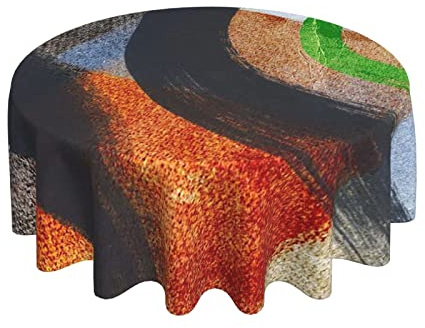 Cubremesa Moderno Abstracto Gris Rayas Rojo Negro Marrón Negrita Verde Moderno Mantel Redondo Elegante Hule 152Cm para Fiesta Mesa Pícnic