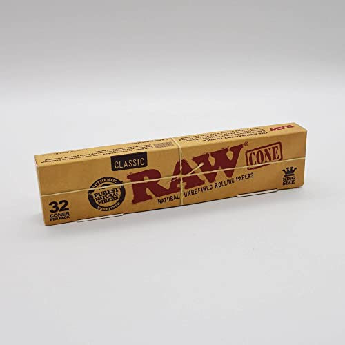RAW Classic King Size Cones pre rolled/vorgedrehte konische ungebleichte Joint Hülsen - 64 Stk