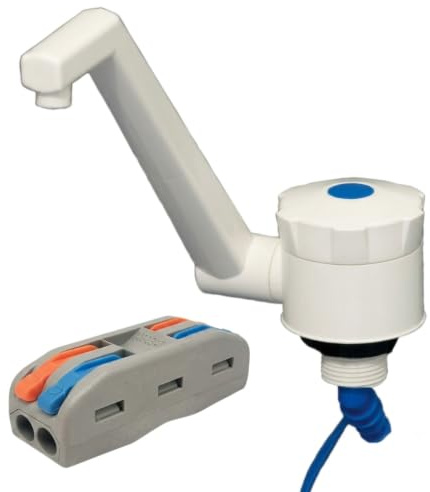 CR-MOESANCO® Universal-Wasserhahn-Set mit Anschluss für Wohnwagen, Wohnmobil oder Boot, Nylon, 360 Grad Drehbar, Weiß | Klappbarer Wasserhahn für Wohnwagen oder Wohnmobil mit integriertem Schalter für die Wasserpumpe