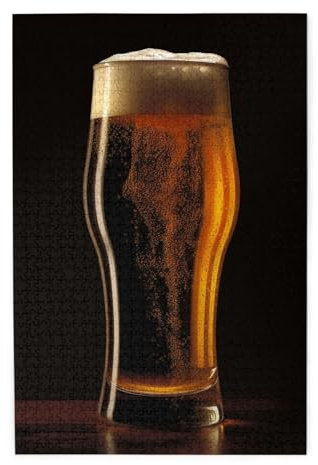 Casse-tête en bois de 1 000 pièces avec bière et verre - Puzzle photo personnalisé pour adultes et amis - Cadeaux pour mariage, anniversaire, Saint-Valentin, décoration d'intérieur