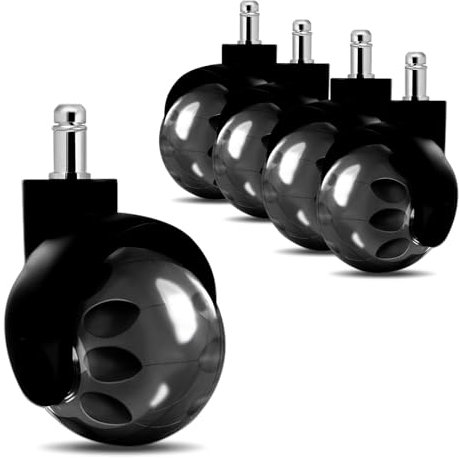 BOUDOI Set of 5 Office Chair Wheels, Universal Pin Size 11x22mm Chair Ball Caster, Silent Office Chair Wheels the can Support to 317 kg for ALL Floors Including Hardwood Floors