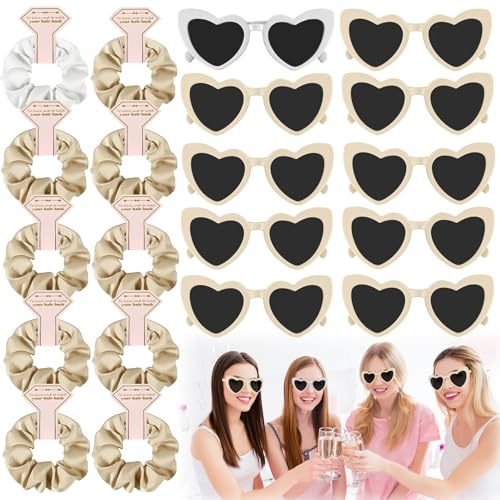 Joycabin 20 Stück Jga Accessoires Frauen,10 Herz Brille,10 Haargummi,Beige
