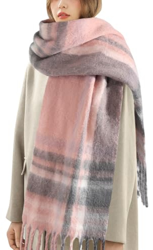 Ymomode Scarfs for Women Winter Women Warm Scarf Long Shawl Large Scarves Cold Weather Thick Blanket Scarfs Colorful Plaid
