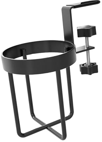 LOVIVER Supporto per tazza da scrivania con clip, supporto per bevande, supporto per tazza da scrivania, facile da installare, organizer da tavolo, porta, Nero
