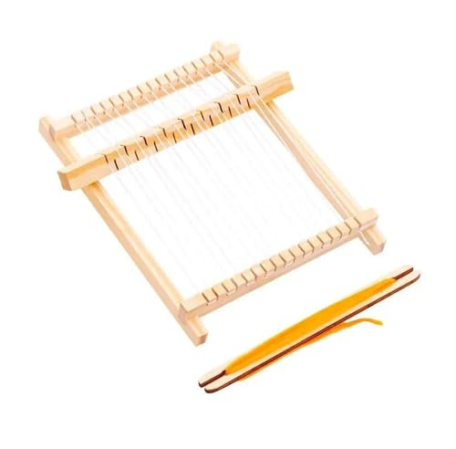 QAUUCP Webrahmen Strickwebstuhl Mini DIY Traditioneller Holzwebstuhl Handgemachte Strickmaschine mit Zubehör