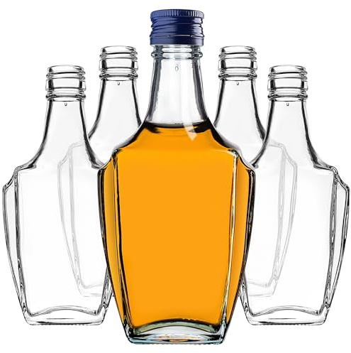 KADAX 10er Set Glasflaschen 250ml mit Schraubverschluss Blau – Leere kleine Flaschen zum Befüllen für Likör, Schnaps, Öl, Essig & Sirup, Glass Bottles, Refillable