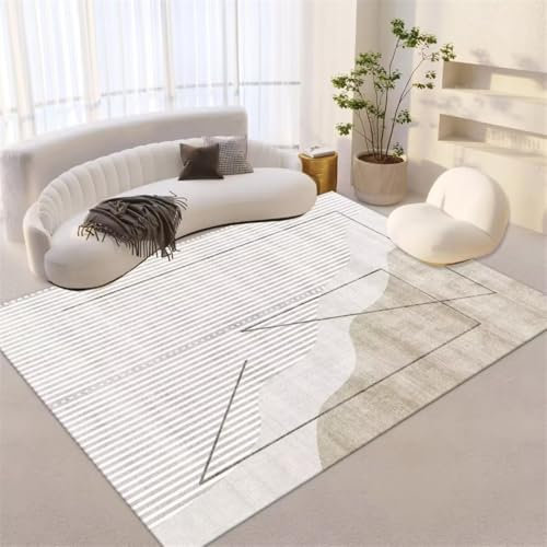 RUGMRZ Teppich Antirutsch Flickenteppich Waschbar Grauer gerade Linie Dekoration Moderne rutschfeste Schalldämmung Teppiche Groß Für Wohnzimmer 60X120CM