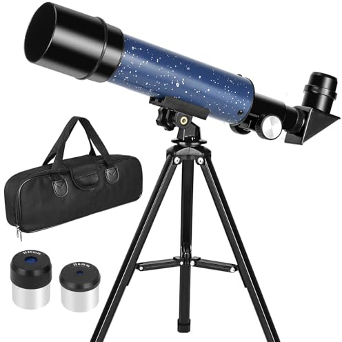 Teleskop 50mm Blende 360mm Fokuslänge für Astronomie Anfänger, Refraktor Reise Teleskop mit Tischstativ verpackt in Einer Tragetasche