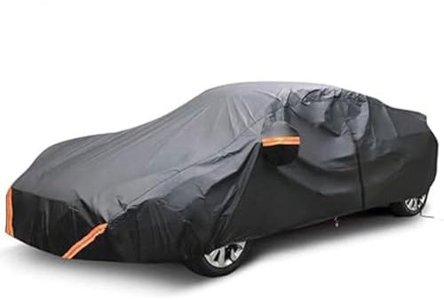 IXEUYN Autoabdeckung für VW Polo 2010-2023, Allwetterschutz Abdeckung Staubdicht Winddicht Schneedicht UV-Schutz Vollgarage Outdoor Autoplane,Black