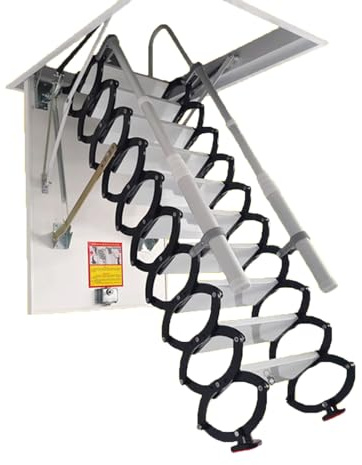 Zxarunas Scale della soffitta Scala da Soffitta in Titanio E Magnesio con Telecomando, Scala da Soffitta Telescopica Retrattile, Scala da Soffitto Manuale Senza Corrimano Scala per soppalco
