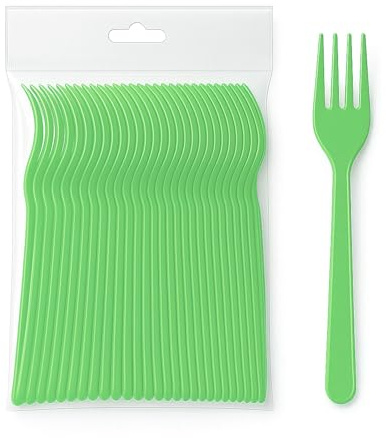 ecodrinks - Forchette in Plastica - Eleganza e Sostenibilità a Tavola - Resistenti Fino a 125°C, Lavabili e Riutilizzabili - Perfette per Eventi, Feste e Picnic (105, Verde)