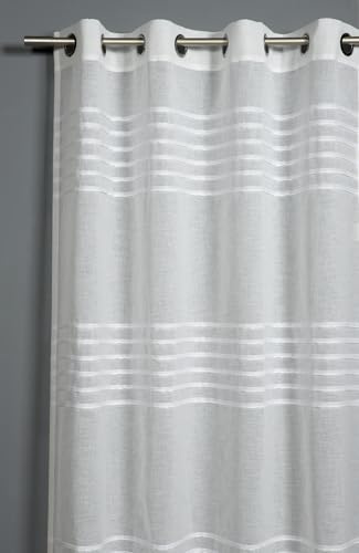 Sehlbach Tenda pronta per l'uso con occhielli, Righe 3D, Bianco, 140 x 245 cm, Certificato Oeko-Tex, Opaco, Traslucida, Facile da applicare, Nastro accorciante incluso