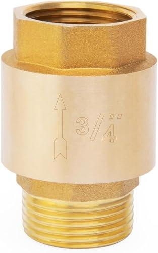 Rückschlagventil 3/4 Zoll, Rückschlagventil aus Messing 3/4'' AG zu IG, Rückflussverhinderer mit Innengewinde und Außengewinde, Rostfrei und Wasserdicht für Pumpe, Waschmaschine, Garten und Regentonne
