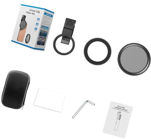 FROMCEO Filtre polarisant circulaire à clipser pour téléphone 16 15 14 et autres smartphones avec lentille CPL réglable 67 mm