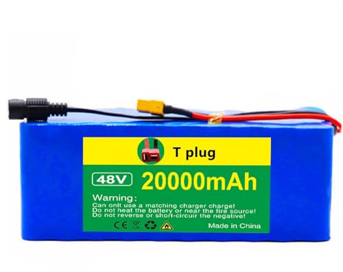 Baterías de Patinetes Eléctricos Batería de Litio de Bicicleta Eléctrica 48V 20Ah Paquete de Baterías de Iones de Litio 13S3P Adecuado para Motores de 200W a 1000W
