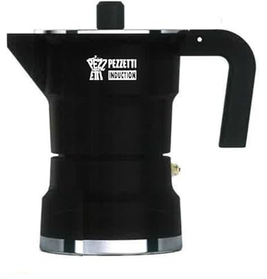 Pezzetti Caffettiera Moka Adatta all'induzione, 2 Tazze, Colore Nero Fumo, Modello Solid Express