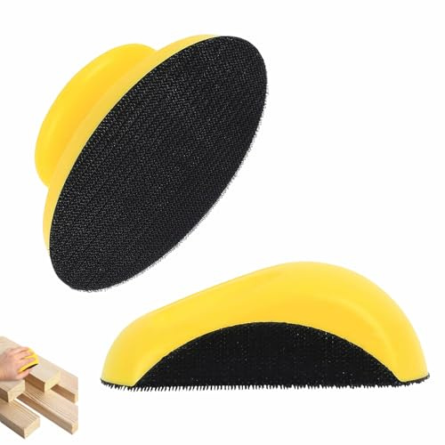 Pack of 2 125 mm Sanding Block, 5 Inch Hand Sanding Block, Round and Mouse, Polishing Round and Mouse Hand Sanding Block for DIY Woodworking, Furniture Restoration, Car Body
