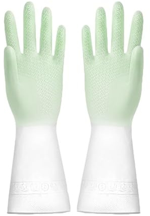 gummihandskar, Silikondiskhandskar, skrubbsvampar, diskhandskar, rengöringsverktyg Diskhandskar(Green Size S)