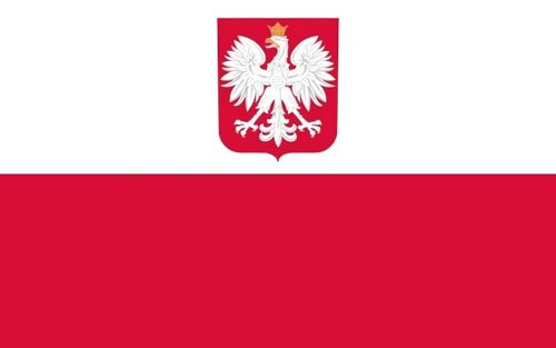 Qualitäts Fahne Flagge Polen mit Adler 90 x 150 cm mit verstärktem Hissband