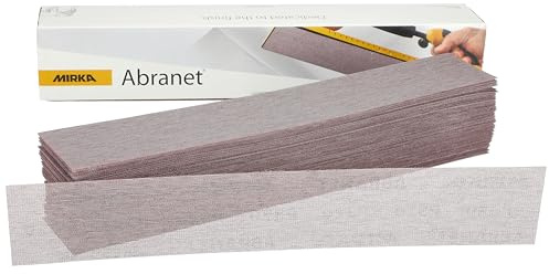 Mirka Schleifstreifen Abranet 70x420 mm Klett Korn P320 50 Stk | Optimale Staubabsaugung durch Netzstruktur ideal für Holz Spachtel Lack Kunststoff Schleifen Trockenbau Gips