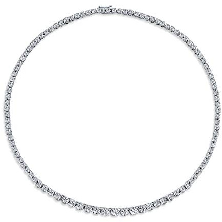 Bling Jewelry Classico Tradizionale Collana Da Tennis Affermazione Prong Set A Grappolo Graduata Di Zirconi Cubici Aaa CZ Per Matrimoni Promessi Sposi Donne Placcata In Argento
