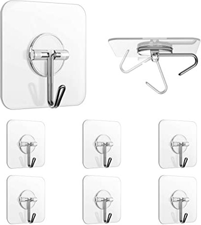 Newlemo Klebehaken Haken Deckenhaken Ohne Bohren,Magische Haken Transparent,Küchenhaken, Kleiderhaken, Plastikhaken, Wasserdicht, Abnehmbar - Geeignet für Küche, Badezimmer (5kg Max, 6 Pack)