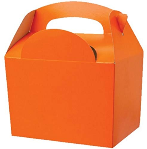 Diamante Crafts 10 Party Boxes Cardboard Lunch Food Loot Treat Box 13 Colours (Orange - 10 Solid Colour) Plus 10 free Paper Treat Bags