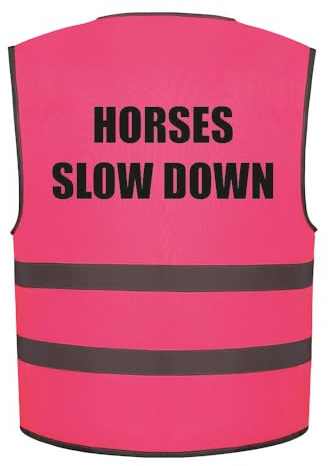 Brook Hi Vis Horses Slow Down Kids Hi Vis Vest Children's High Visibility Reflective Safety Waistcoat Horse Riding Rider, Add child's name to the front, Personalised