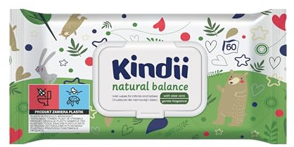 Kindii Toallitas húmedas Natural Balance para bebés y niños - (60 Piezas) Toallitas Húmedas - Protectoras, hidratantes, regeneradoras, alantoína, emolientes, aloe vera, pH neutro - 60 Piezas