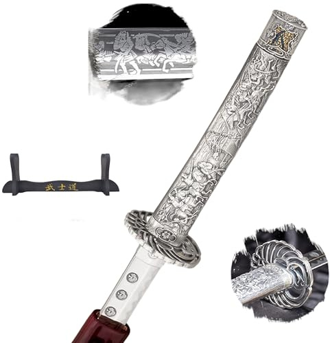 Katana Schwert Echt Set, Wakizashi, Tanto - Samurai Schwert aus Stahl - Samurai Schwerter als Anime Deko - Japanisches Sword mit ständer - Ninja Schwerter - 178