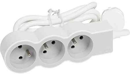 Legrand - Rallonge multiprise extra-plate avec 3 prises de courant avec terre avec cordon 3m - blanc et gris clair