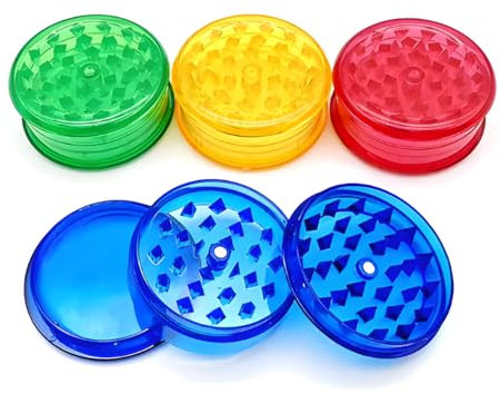 Pack x4 Grinder de plastico de 60mm - Grinder de 3 piezas - Molinillo de especias ideal para picar - Picador de hierbas Color: Mix de 4 colores aleatorios