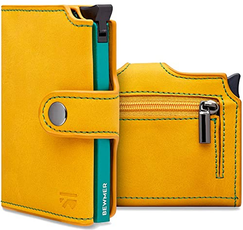 BEWMER Premium-Kreditkartenetui | Schlanke Brieftasche für Damen und Herren mit RFID-Schutz gegen Klonen | Kartenetui und Geld mit Geldbörse