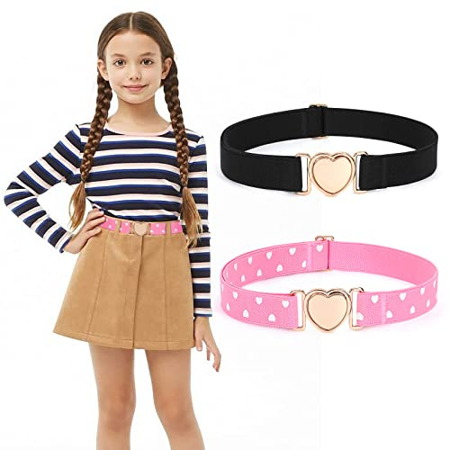 WERFORU Elastische Gürtel für Mädchen, Kinder Stretch-Gürtel, modisch, niedlich, verstellbarer Herzgürtel