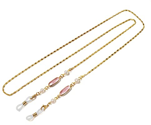 DNLKWGO Crystal Eyeglass Chain Mask Chain Sonnenbrillenhalter Chain Glasses Necklace Strap for Women, rose, One size