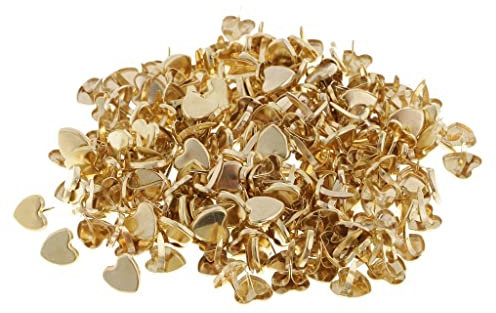 MagiDeal Mini Brads, Musterklammern Metall, 200 Stück Papierverschlüsse Splinte Brads Herz Metall Brads für Handwerk DIY Kunsthandwerk Schule Büro Scrapbooking Papier