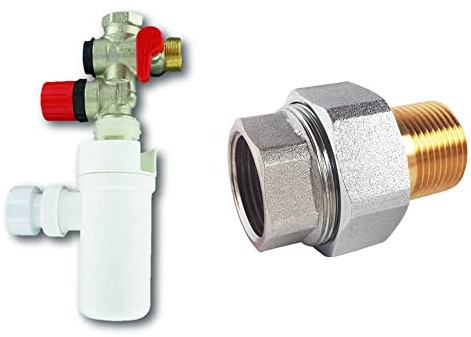 Groupe de sécurité 889 3/4 (20x27) droit NF avec siphon d'évacuation & Raccord isolant diélectrique F20/27 M20/27