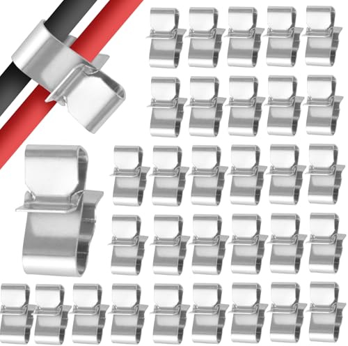 DEWIN 50 Stück Solar Kabelclips, Edelstahl Cable Clips Solarmodul Drahtklemmen PV Kabelklemme für Anhängerrahmen, Verkabelungsklemmen 23 x 10mm