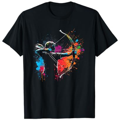 Bogenschütze Splash Art Bogenschießen Retro Pfeil und Bogen T-Shirt