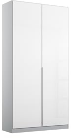 Rauch Möbel Alabama, Schrank, Farbe Hochglanz Weiß/Seidengrau, Breite 91cm | Kleiderschrank, 2-türig, Zubehör Premium, für Schlafzimmer, Kinderzimmer, Homeoffice, Garderobe, Flur