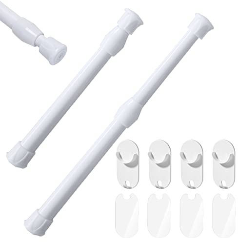 VEGCOO 2 Pcs Tringle Rideau Extensible, Barre Rideau Extensible de 30-50cm sans Perçage pour Court Rideau/Armoire/Rideau de Douche