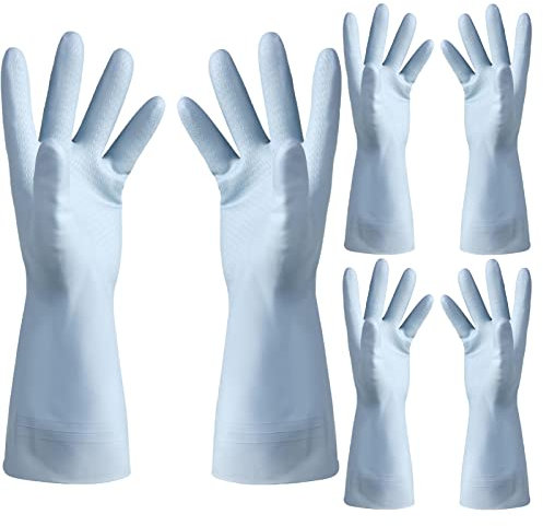 BAMFY 3 Pares Reutilizable Guantes Limpieza Cocina Limpieza Guantes Fregar, Guantes Domésticos for Lavadero, Jardinería (Color : Azul, Size : S)