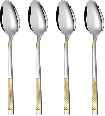 Dinner Spoons Set of 4 Stainless Steel Silverware Spoons Soup Spoons Tablespoons for Home Kitchen Restaurant
