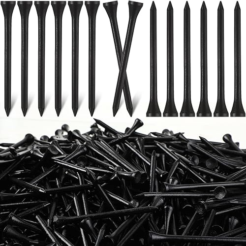 Mudder 2000 Pcs Bamboo Golf Tees Bulk Professional Golf Tees Reduce Friction Side Spin for Club Men Women Kids Accessories (3-1/4 Inch,Black)