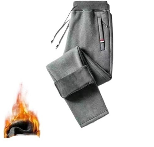 QLXYYFC Joggingbyxor för Män Fleece Träningsbyxor med Dragkedjefickor, Avslappnad Passform Andas Träningsbyxor för Män (Color : Light gray B, Size : M)