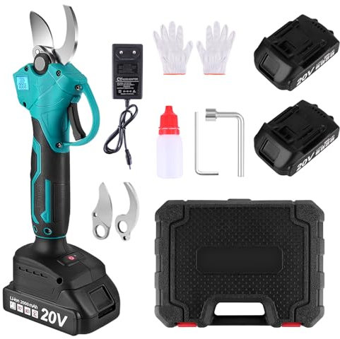 Forbici da potatura elettriche, forbici da potatura a batteria, 2 x 1500 mAh, forbici da potatura da 40 mm con display, forbici da potatura con motore brushless per giardinaggio, alberi da frutto,
